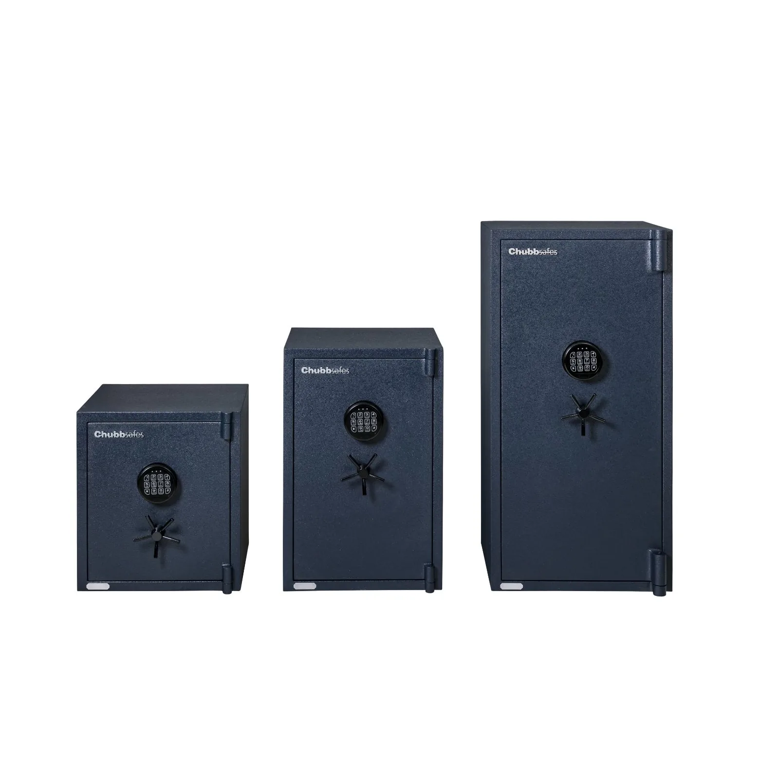 Chubbsafes Mini Guard Size 1, Size 2 and Size 3 safes side by side